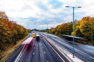 Vehicles on a motorway.